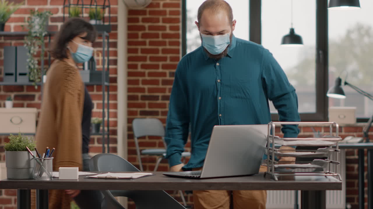 People in Office with Masks