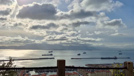 timelapse over the strait of gibraltar with fast moving clouds and the atlantic ocean in the background