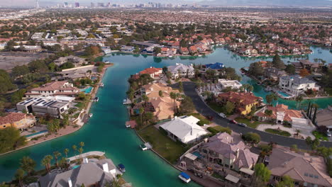 aerial view of luxury waterfront homes in las vegas