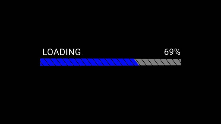 Digital Loading Progress Bar Filling Up on Black Background