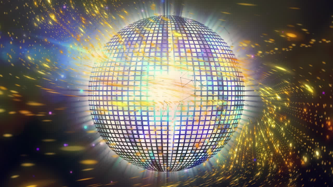 Animazione di forme in movimento sopra una palla da discoteca