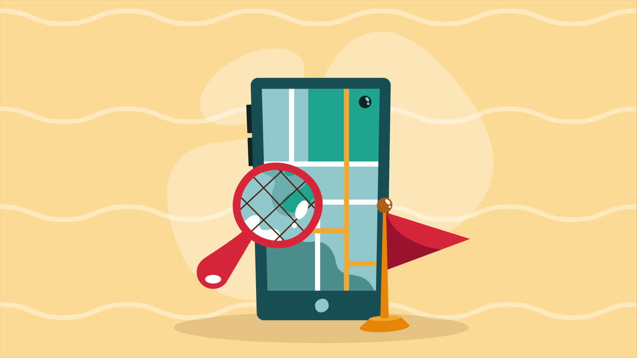 dispositivo de teléfono inteligente con animación de lupa