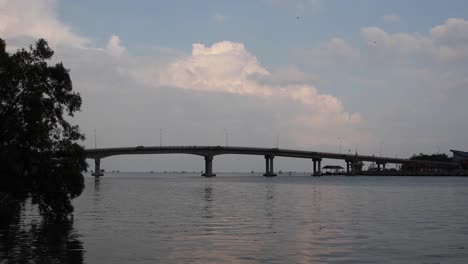 Bang-Tabun-Road-Bridge-Stretched-Over-the-River-with-Clouds-High-Above-in-Thailand-Part-1