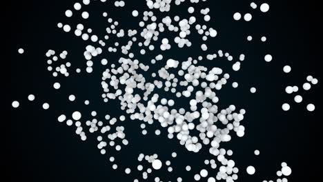 chaotic concentration and dispersion of sphere, 3d rendering. computer generated abstract background, small round particles in the space