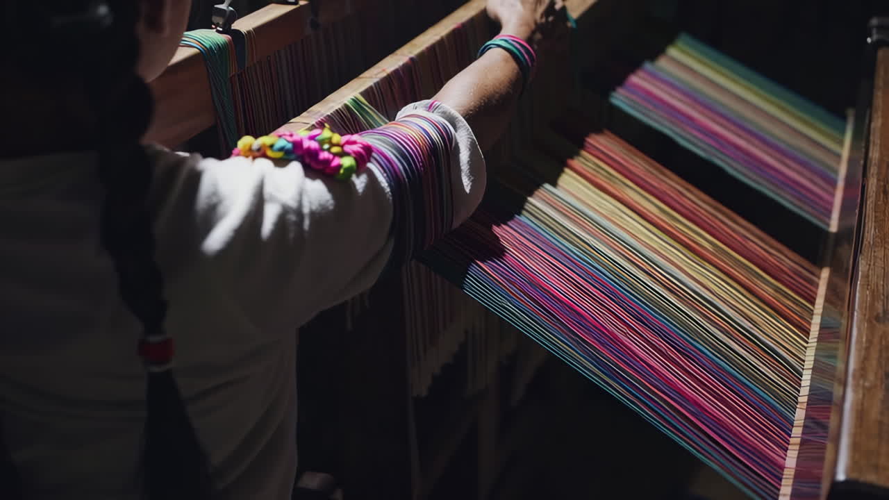 Woman Weaving on a Loom