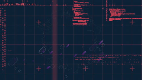 animation of data processing and purple light trails over gird