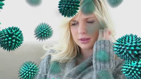 green viruses and ill woman