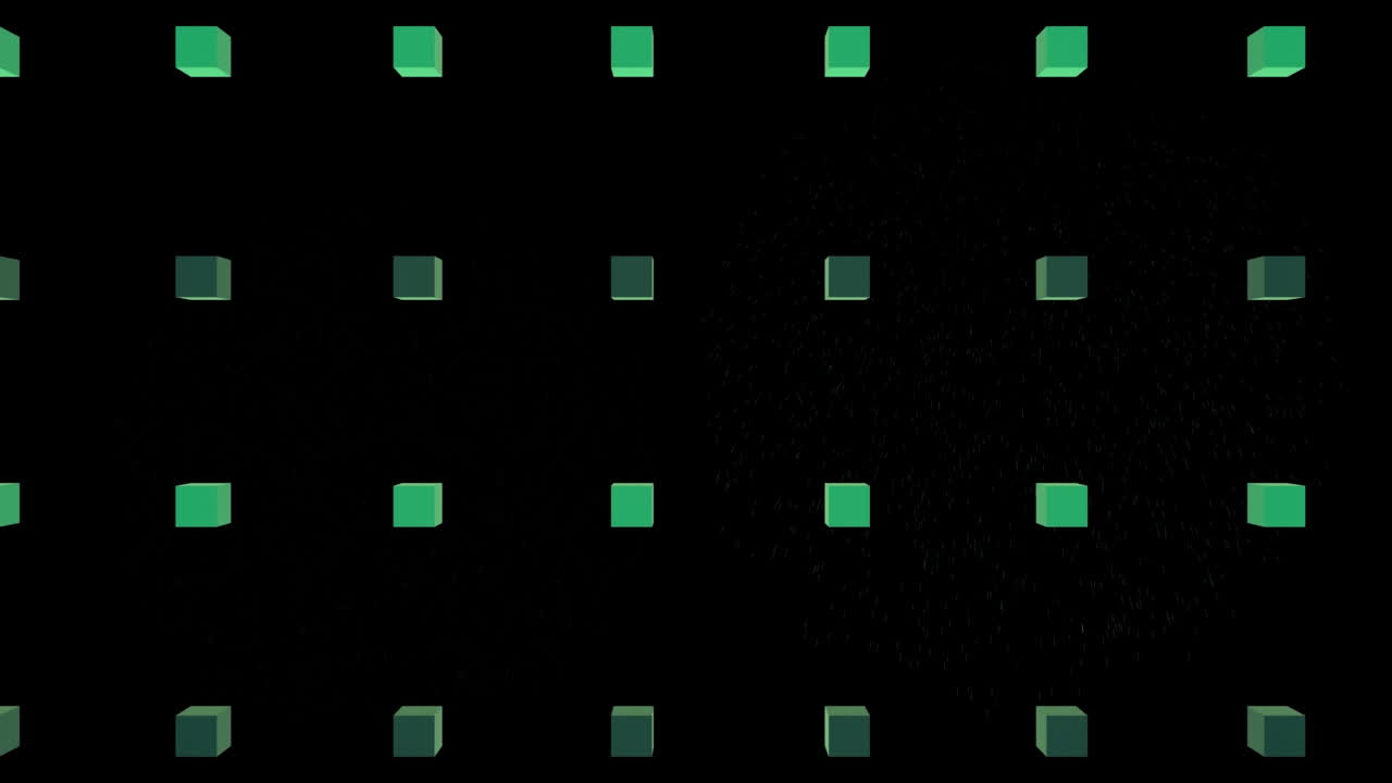 검은 바탕에 불꽃놀이를 통해 사각형의 애니메이션