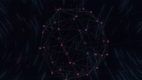 animation of network of connections with icons over black background