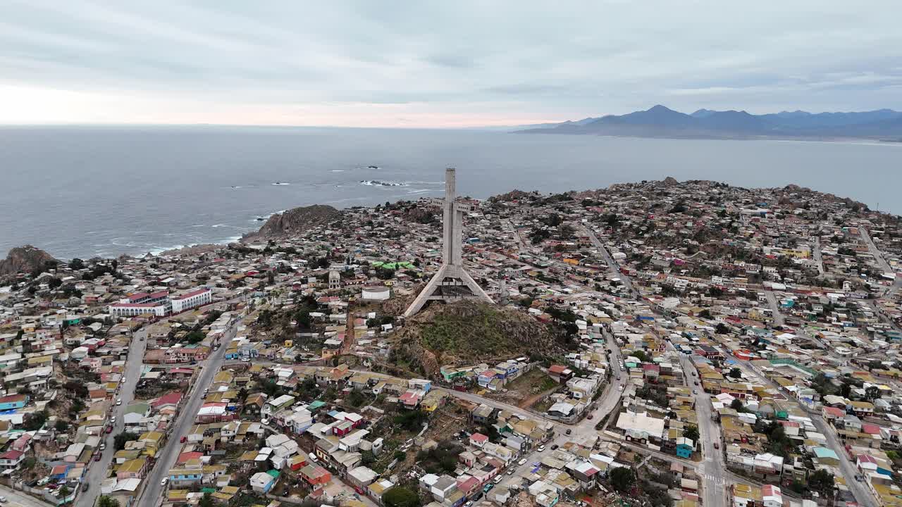 Aerial view of Cruz del Tercer Milenio in Coquimbo, Chile