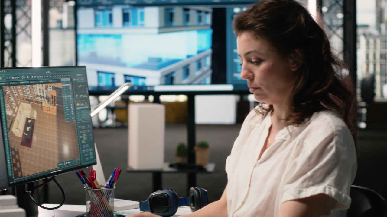 Woman working on 3D design in the office