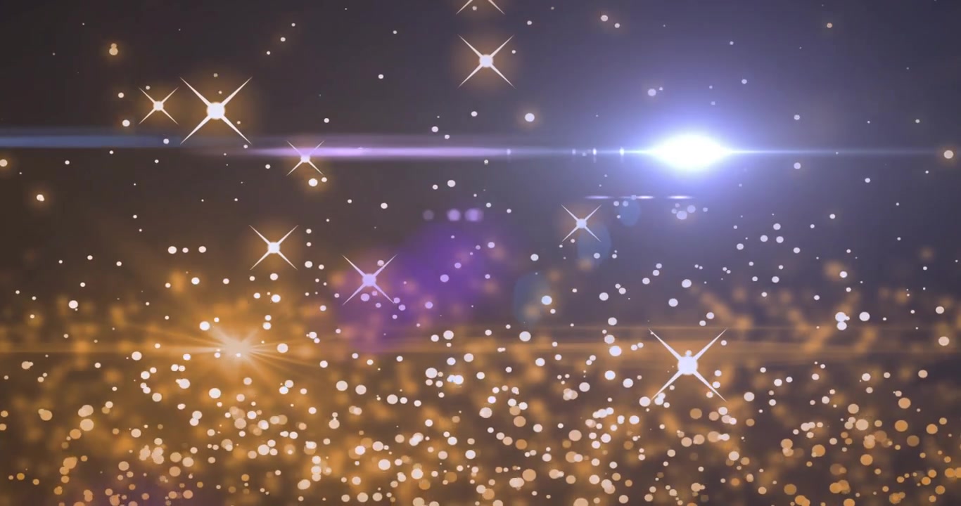 Abstract Background of Floating Golden Particles and Lens Flare
