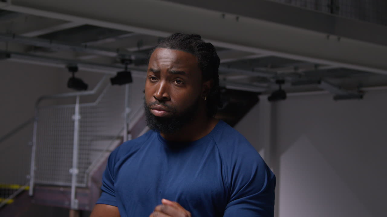 Male Athlete Or Boxer Training In Gym Sparring And Warming Up Preparing For Sports Event Or Fight 1