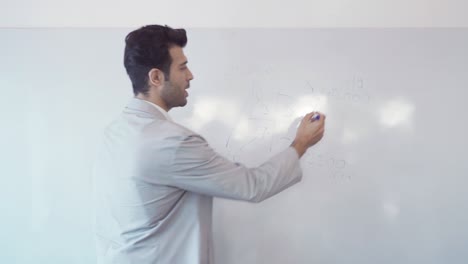 portrait of middle east business man. a teacher teaching a lesson or lecture in online class on whiteboard in education concept. people lifestyle. meeting presentation in project. corporation.