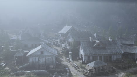 aerial view of swiss mountain village