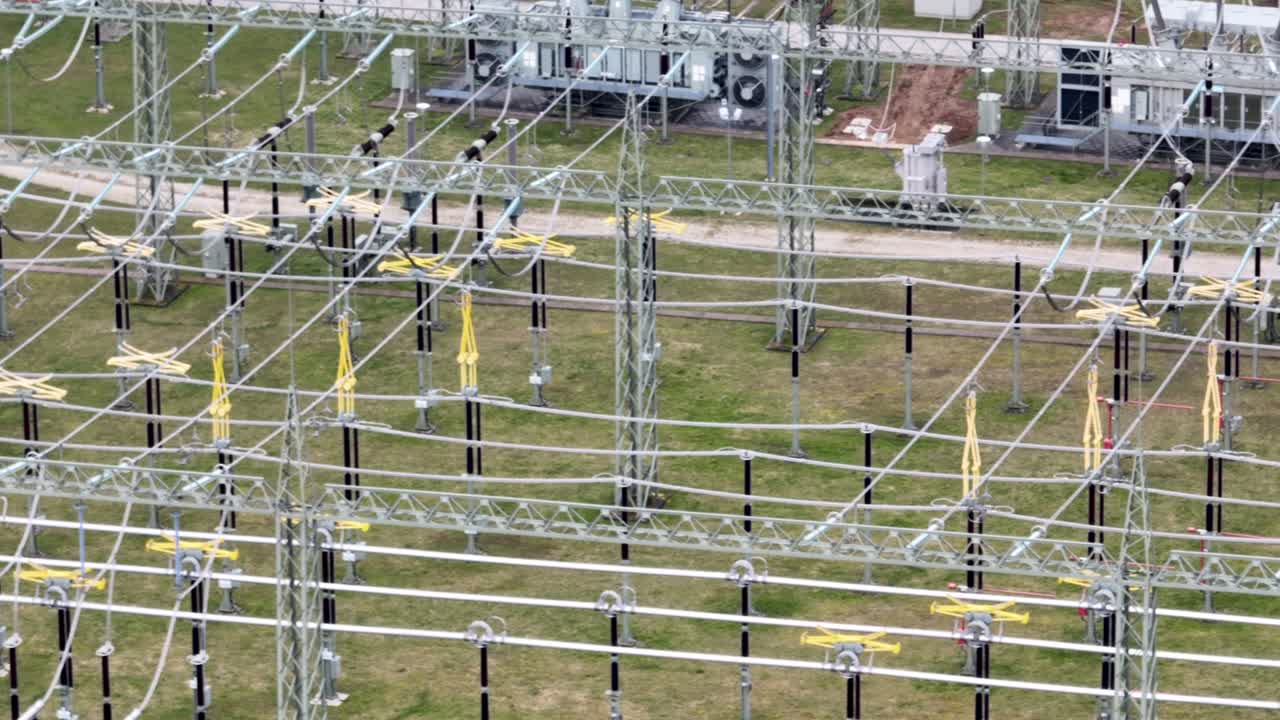 대형 고전압 변압소 - 공중 사진