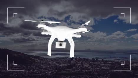 Animation-of-drone-with-city-in-background