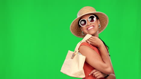 moda, feliz y gafas de sol con una mujer