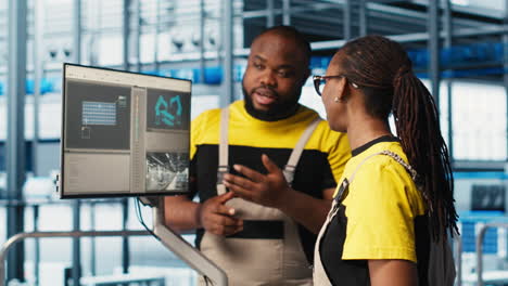 system administrators in smart factory collecting and analyzing data