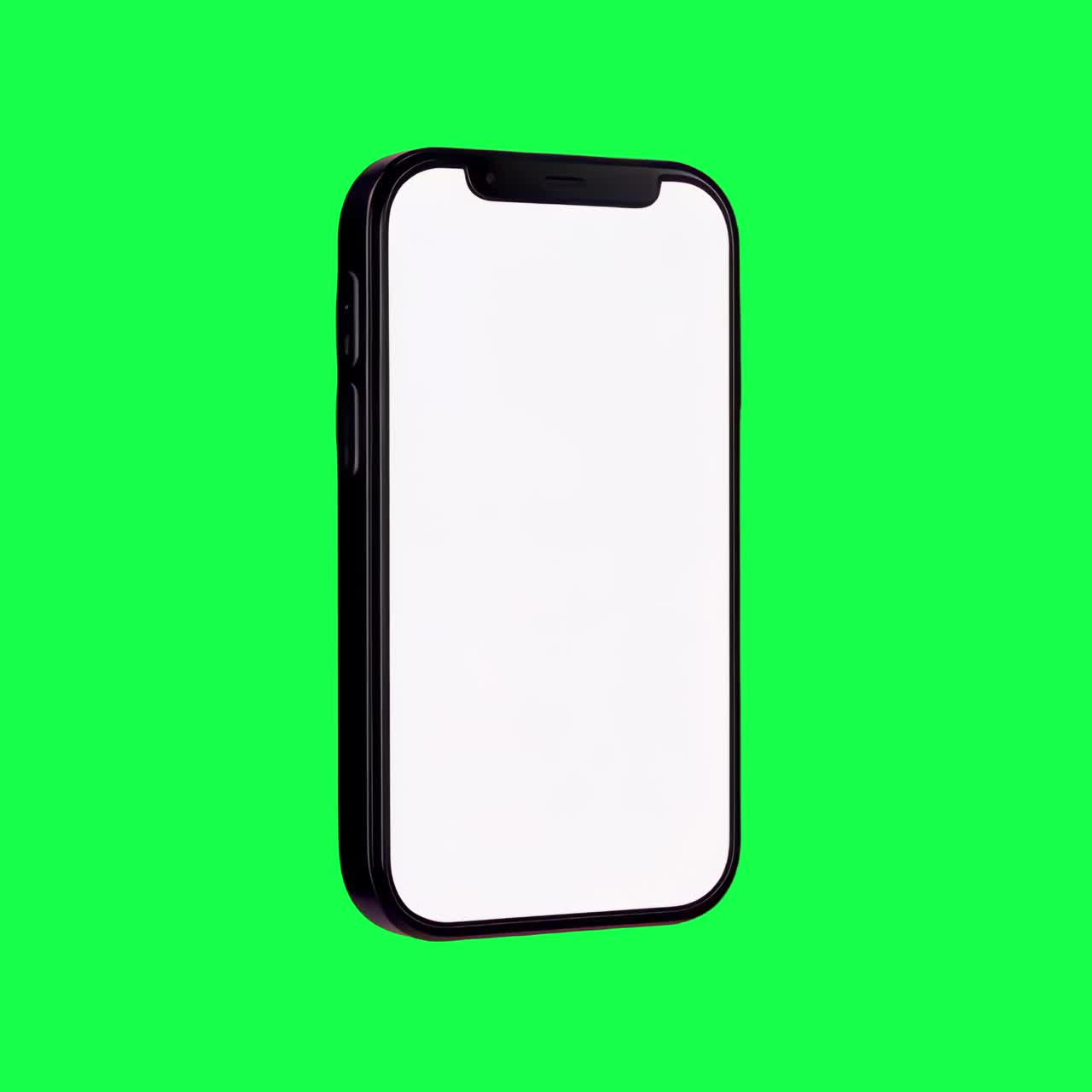 Smartphone with blank screen isolated animation, transparent 4K video, green screen