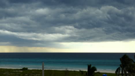 beautiful panorama of the caribbean sea and its sandy beaches, video footage while from the sea comes a tropical storm, cuba varadero
