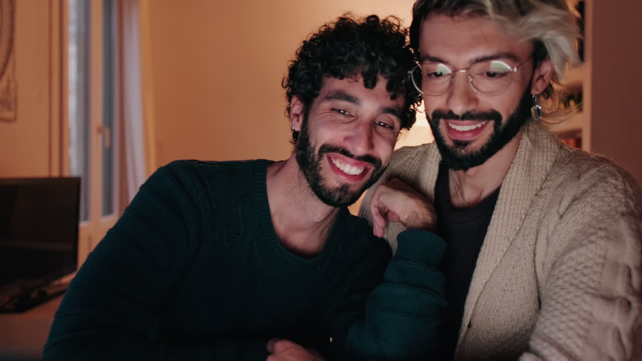 Gay Couple Sharing a Romantic Moment at Home