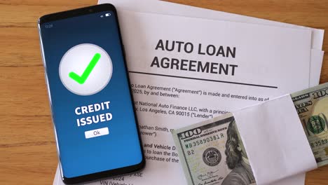 concept of getting an auto loan credit to purchase a new vehicle, a car or a truck.