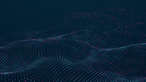 dynamic wave with many dots. abstract motion background of colored dots. technology or science. 3d rendering seamless loop. 4k