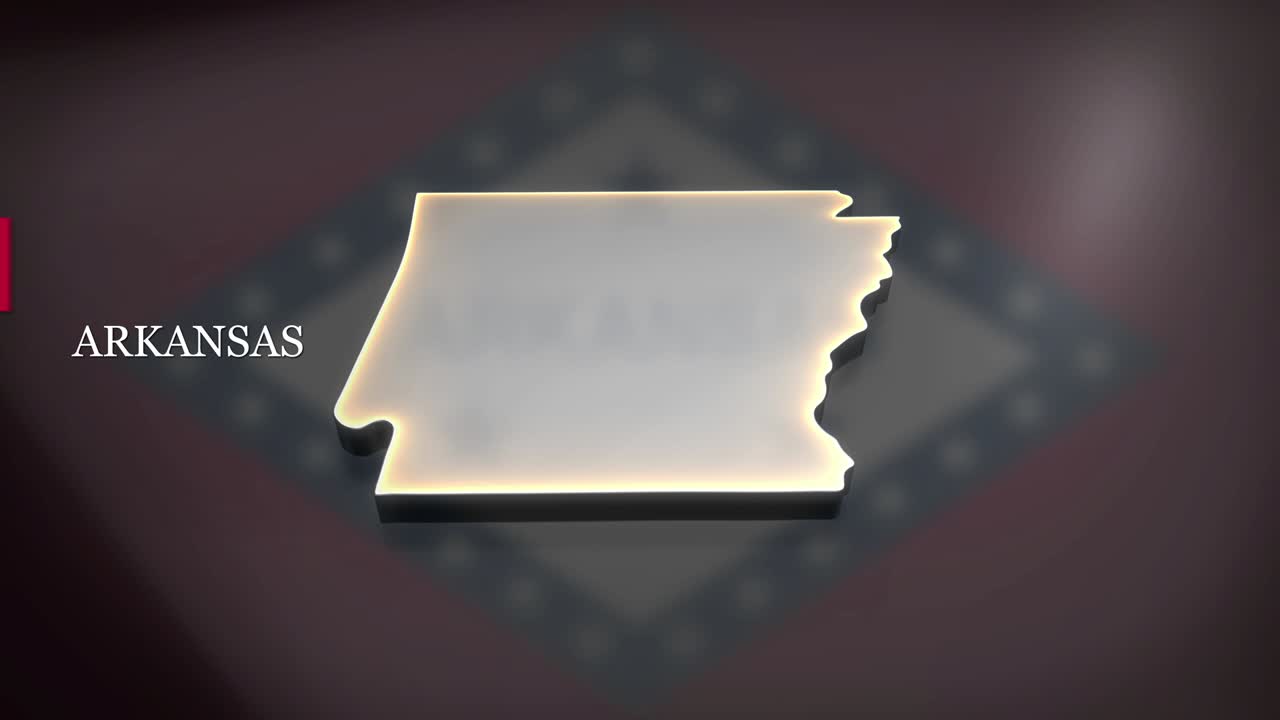 아칸소의 3d 애니메이션 지도