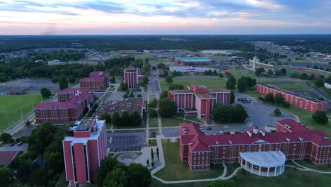 drone flyover of murray state university campus in murray kentucky