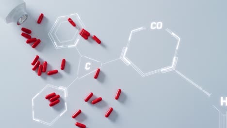 Animación-De-Diagramas-De-Cadenas-De-ADN-Con-Procesamiento-De-Datos-Sobre-Pastillas-Rojas.