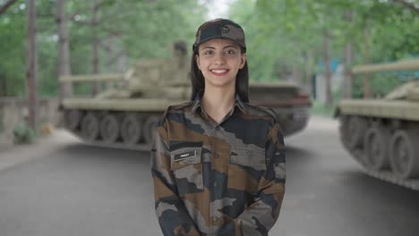 happy and cheerful indian woman army officer