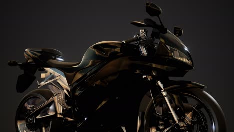 moto sport bike in dark studio with bright lights