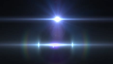 Animation-of-blue-glowing-light-with-prism-moving-on-blue-background