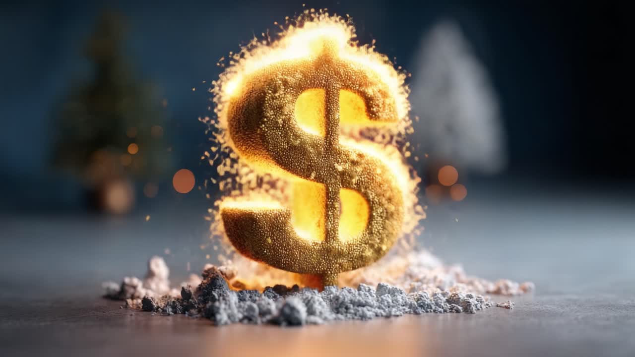 A Stunning Golden Dollar Sign Amidst Sparkling Dust and Soft Lighting, Representing Wealth, Prosperity, and Financial Success in a Captivating Visual Art Piece