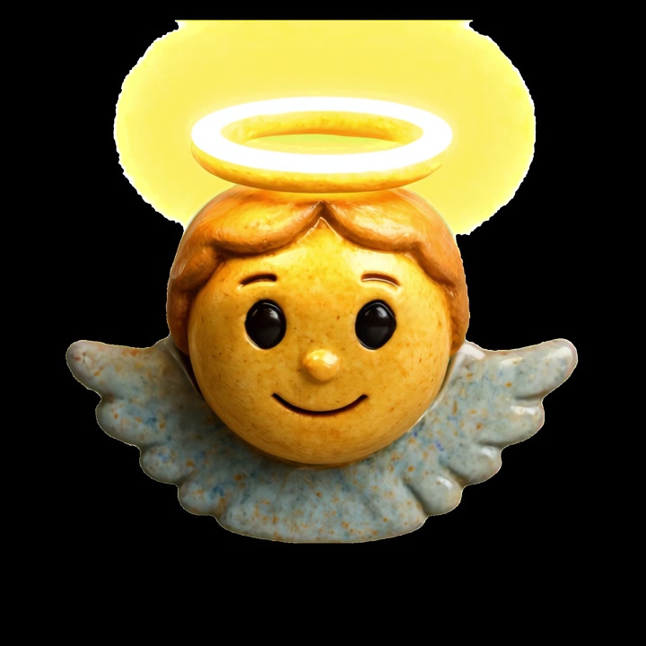 Animated Angel Emoji with Blinking Eyes and Glowing Halo