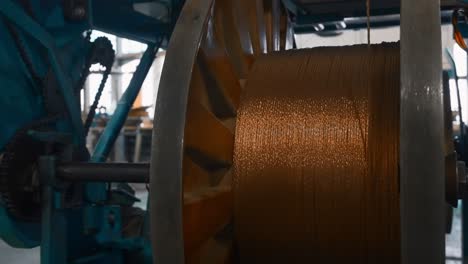 copper wire reel in industrial setting