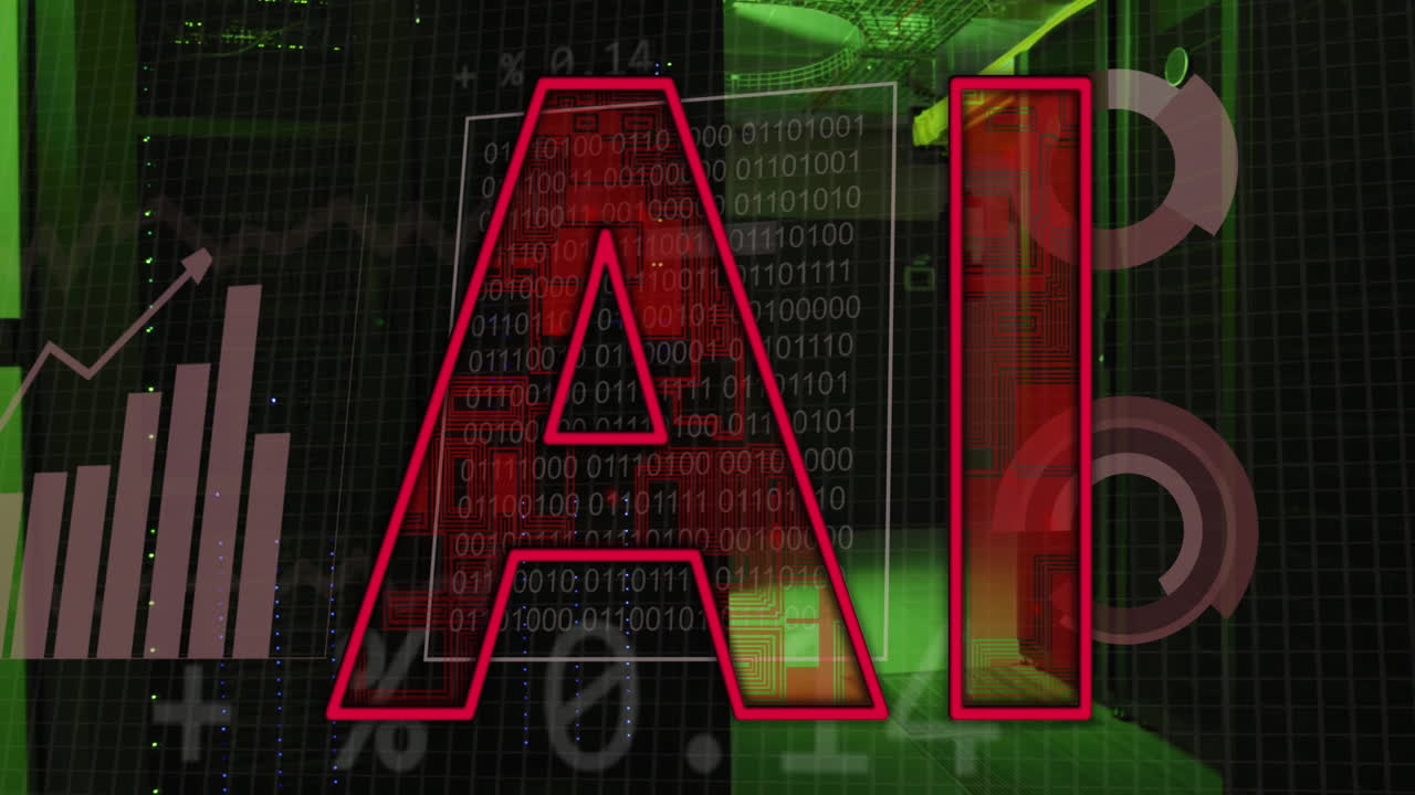 컴퓨터 서버를 통해 텍스트 및 데이터 처리의 애니메이션