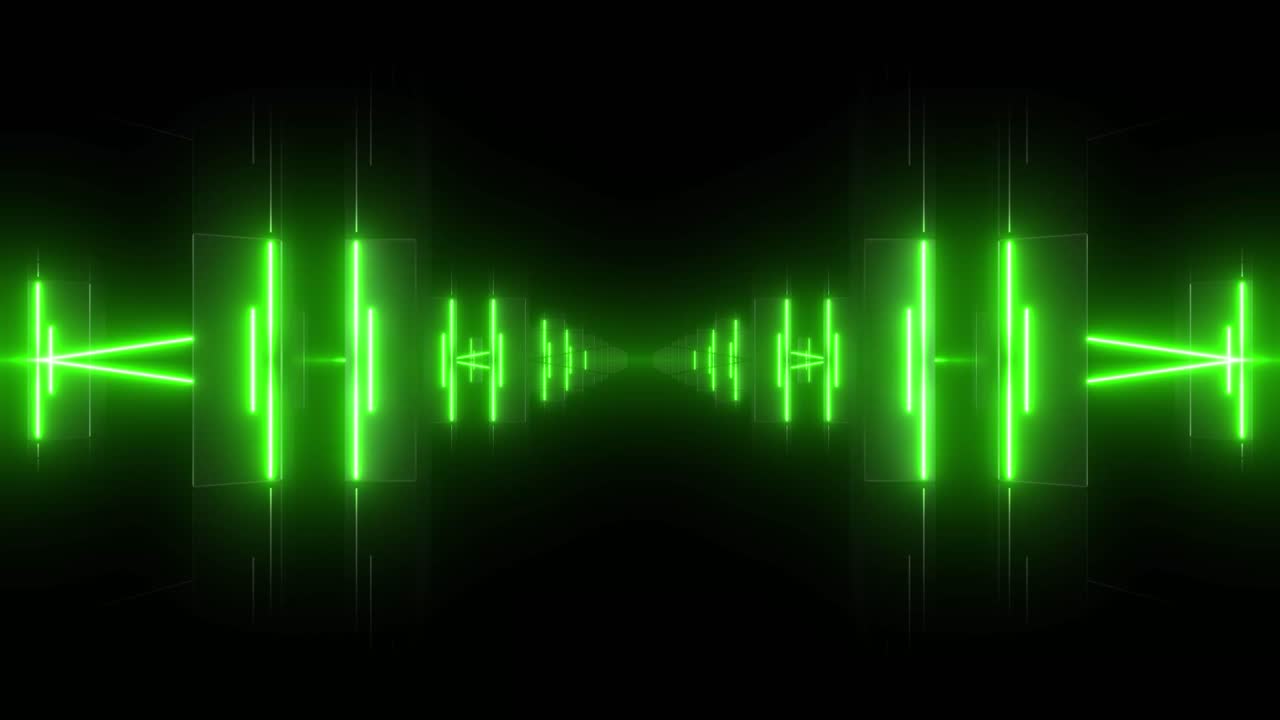Neon Green Geometric Tunnel Visuals
