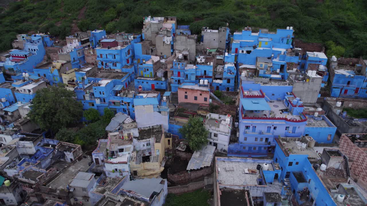 vivienda azul icónica en la ciudad azul de rajasthan jodhpur