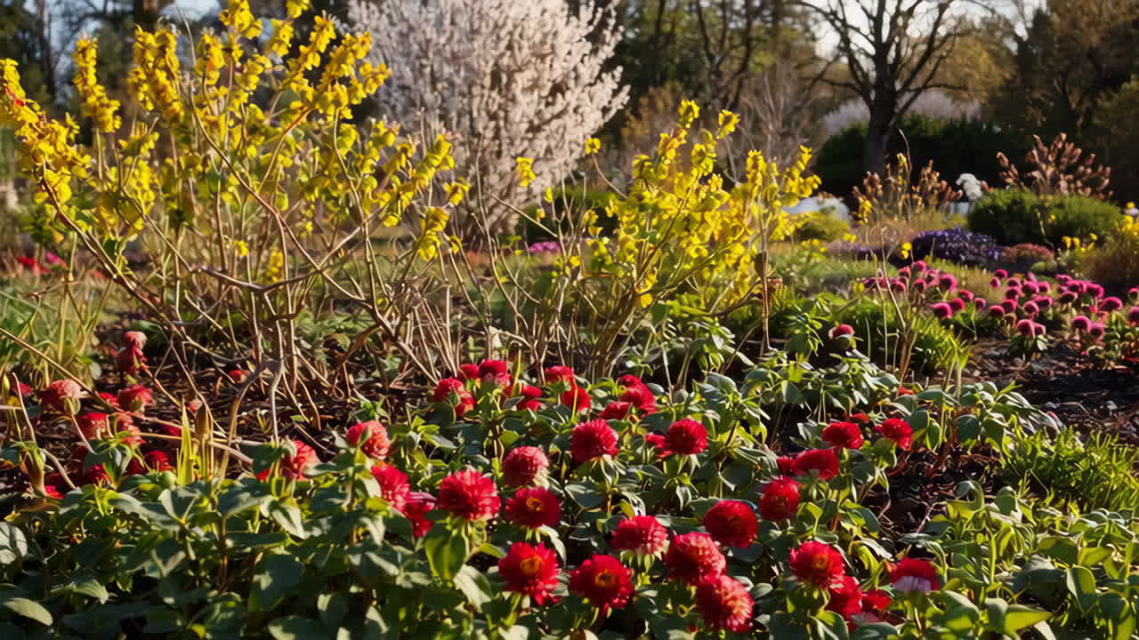 Snowy Landscape with Bare Branches and Shrubs
