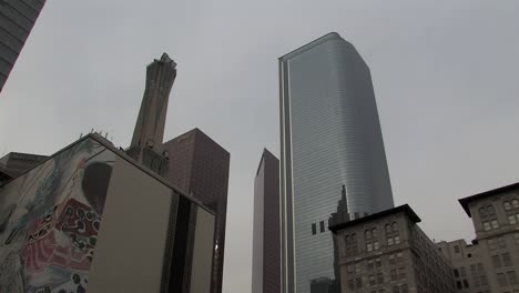 silhouette of skyscrapers in los angeles on a cloudy day, california, usa