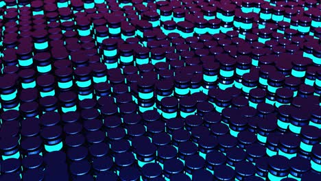 3d cylinders with light blue neon lights wavy movement background. simple motion graphic looped animation