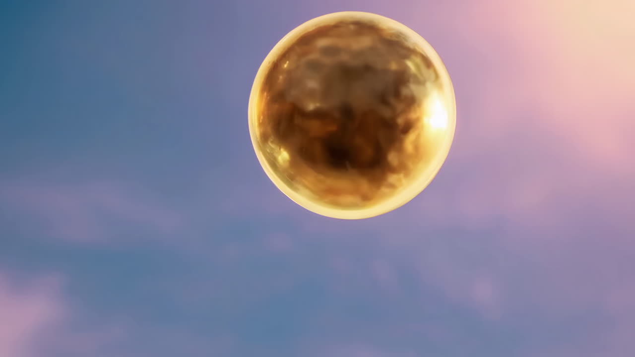 esfera dorada flotando en el cielo