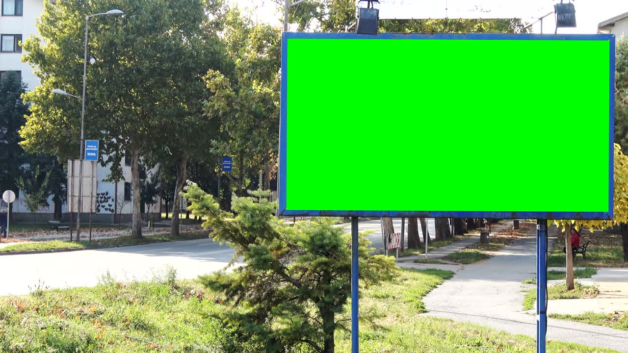 Traffic road ,green screen billboard