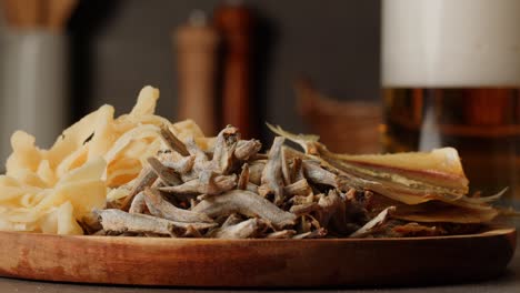 dried fish snacks with beer