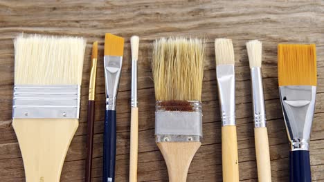 close-up of various paint brushes