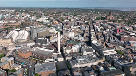 vista aérea del hermoso horizonte de liverpool inglaterra y puntos de referencia