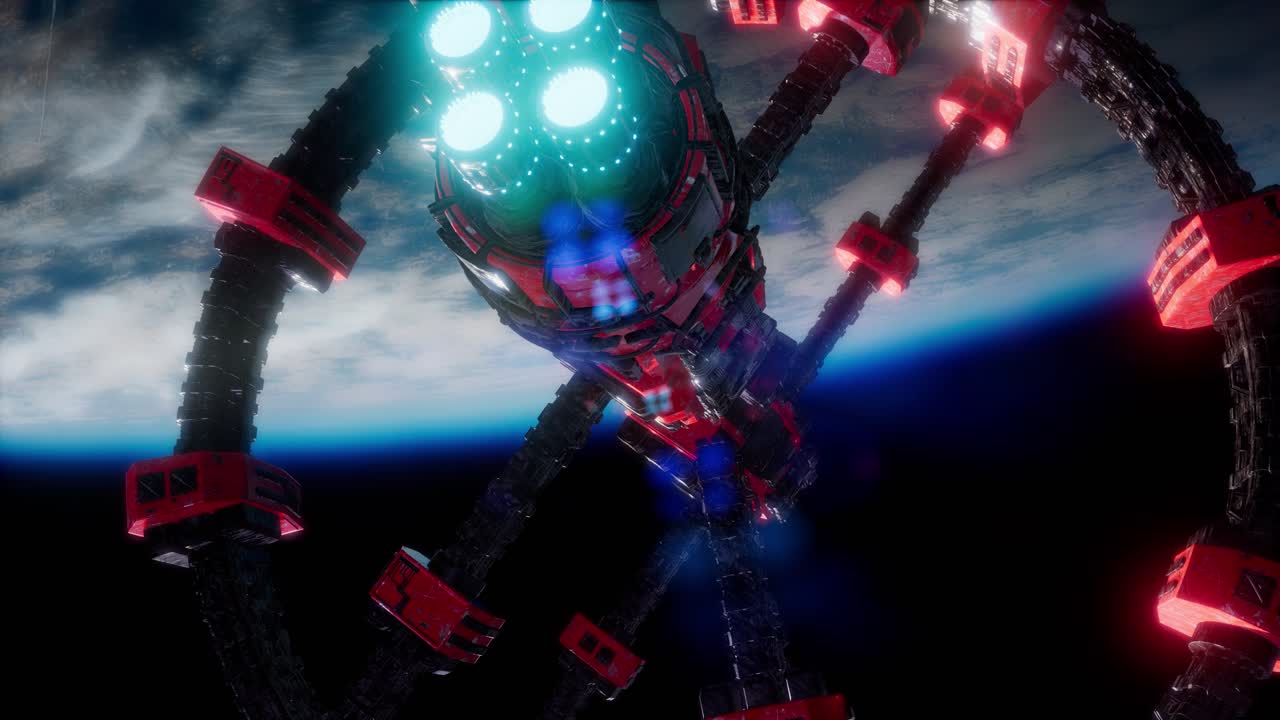 지구와 외계 우주 정거장 iss