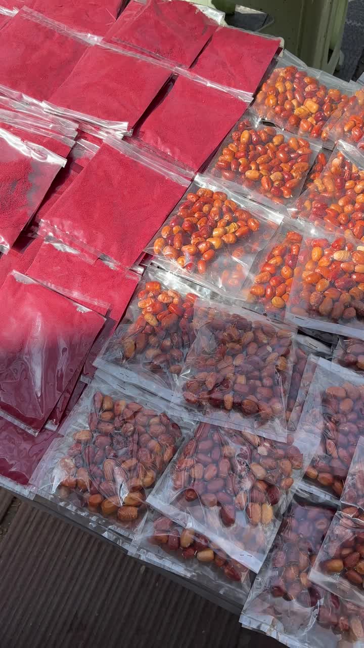 Asian nut market side of street farmer shop in spring season in Tehran Nowruz celebration Haftsin decorative table wooden design colorful architecture interior natural scenic traditional landscape